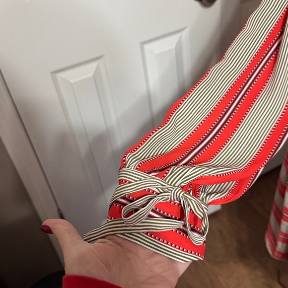 Loft Spiced Stripe Flounce Dress with Bow Tie Sleeves - Picture 3 of 5